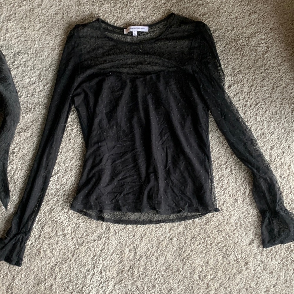 Black Mesh Long Sleeve Top